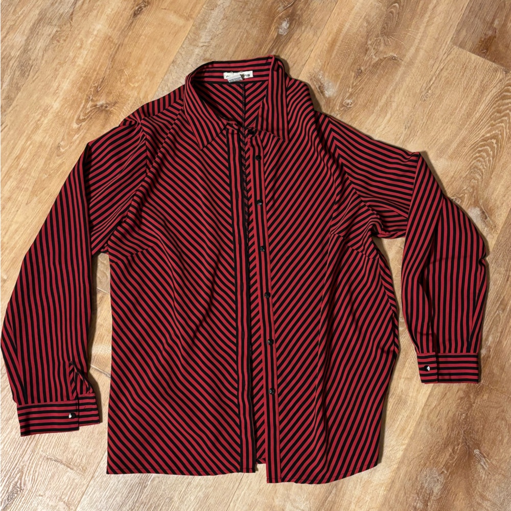 VINTAGE Striped Shirt red black fun XL **2 for 20**